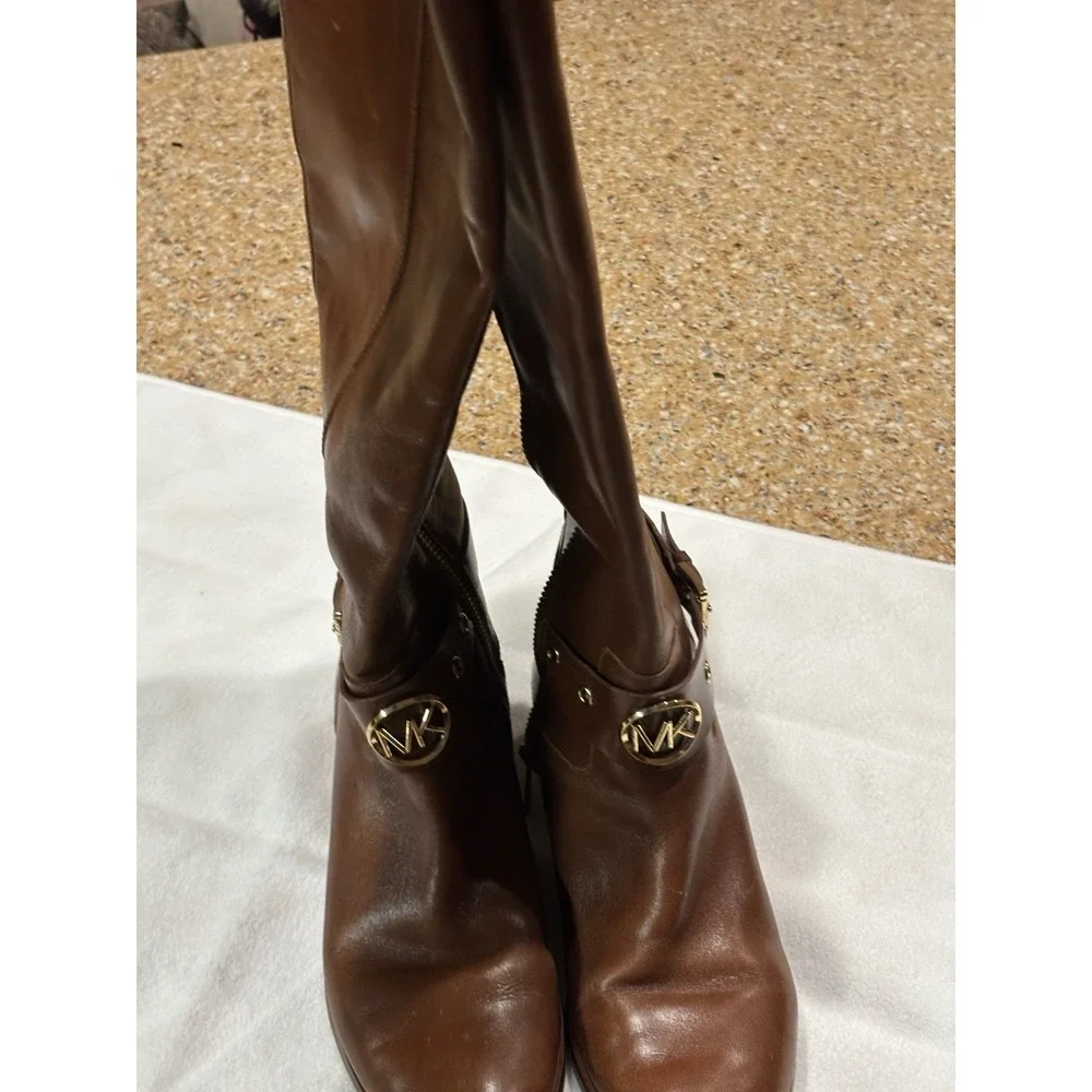 Michael Kors  Heather Women's Brown Leather Knee Riding Boots 16